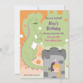 ディノマイト誕生日バッシュ!手描き恐竜 招待状 (正面)