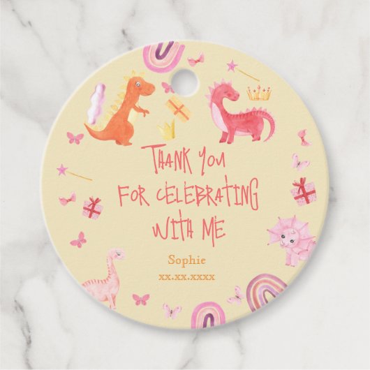 ディノミートピンクのディノの誕生日あ感謝していなた フェイバータグ (正面)