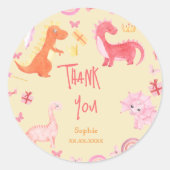 ディノミートピンクのディノの誕生日あ感謝していなた ラウンドシール (正面)