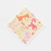 ディノミートピンクディノ誕生日パーティー スタンダードランチョンナプキン (角)