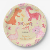 ディノミートピンクディノ誕生日パーティー ペーパープレート (正面)