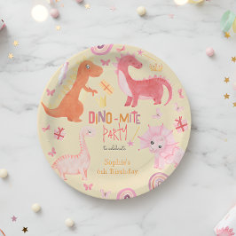 ディノミートピンクディノ誕生日パーティー ペーパープレート