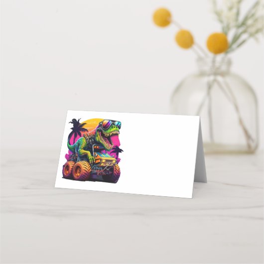 ディノモンスタートラックハッピーバースデー プレイスカード (正面)