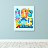 ディノランチ | おもしろいとカラフル恐竜 キャンバスプリント (インサイチュ (ウッドフロア))