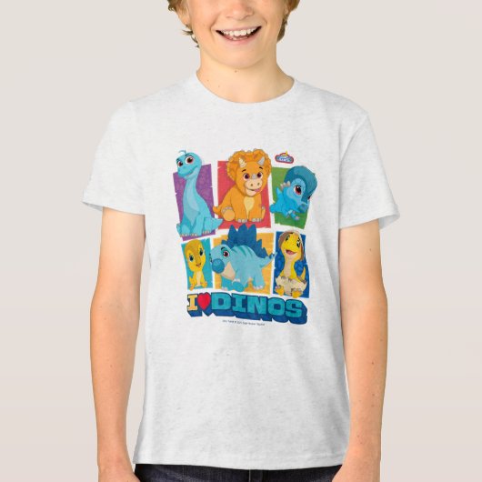 ディノランチ | おもしろいとカラフル恐竜 トライブレンドTシャツ (正面)