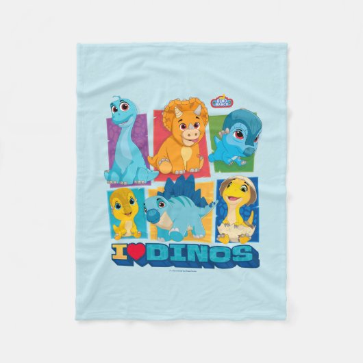 ディノランチ | おもしろいとカラフル恐竜 フリースブランケット (正面)