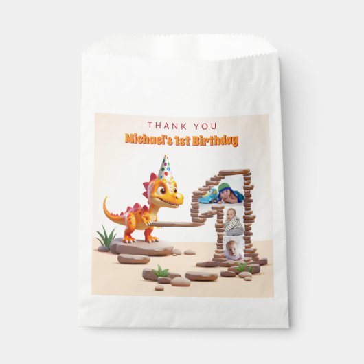 ディノリトルドラゴン | 誕生日1回目のビッグナンバー写真 フェイバーバッグ (正面)