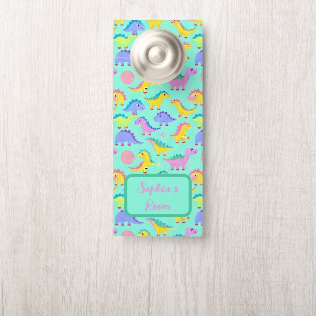 ディノリフフィック恐竜ベビーミントグリーンガールカスタム ドアノブサイン (ノブ)