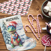 ディノワンダーランドホリデーフェスティバルウォーターカラー ラージクリスマスストッキング