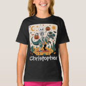 ディノ不気味ライダー – ミイラTレックスのスケルトン Tシャツ (正面)