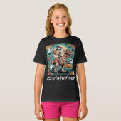 ディノ不気味ライダー – ミイラTレックスのスケルトン Tシャツ (正面フル)