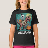 ディノ不気味ライダー – ミイラTレックスのスケルトン Tシャツ (正面)