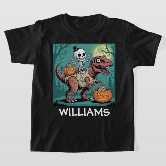 ディノ不気味ライダー – ミイラTレックスのスケルトン Tシャツ (レイダウン)