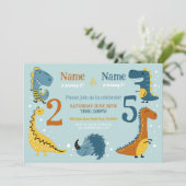 ディノ子供の誕生日ガールズボーイズエイジージジョイントパーティー 招待状 (スタンド正面)