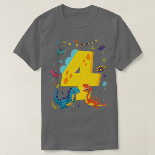ディノ恐竜キッズ4歳 Tシャツ (デザイン正面)