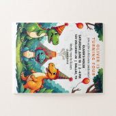 ディノ恐竜バースデーパーティギフト招待状 ジグソーパズル (横)