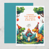 ディノ恐竜バースデーパーティーフラットサンキューカード サンキューカード (正面/裏面)
