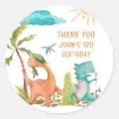 ディノ恐竜レックスバースデーパーティーシャワー ラウンドシール (正面)
