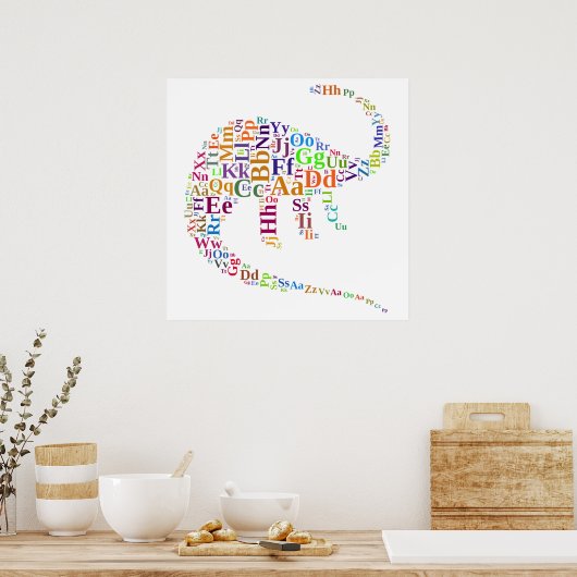 ディノ文字 ポスター (キッチン)