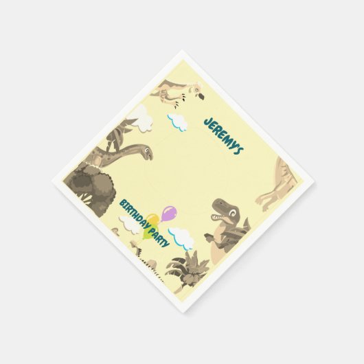 ディノ誕生日パーティナプキンス – 子供 スタンダードカクテルナプキン (角)