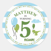 ディノ誕生日パーティーステッパーソナライズされたカー ラウンドシール (正面)
