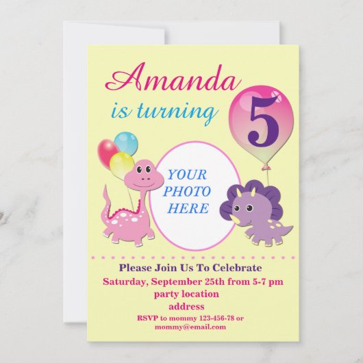 ディノ誕生日 招待状 (正面)