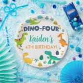ディノ4つの恐竜の少年の誕生日紙プレート。 ペーパープレート (パーティー)