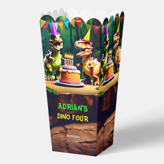 ディノ4つの恐竜の誕生日パーティーはを好カスタムむ フェイバーボックス (正面)