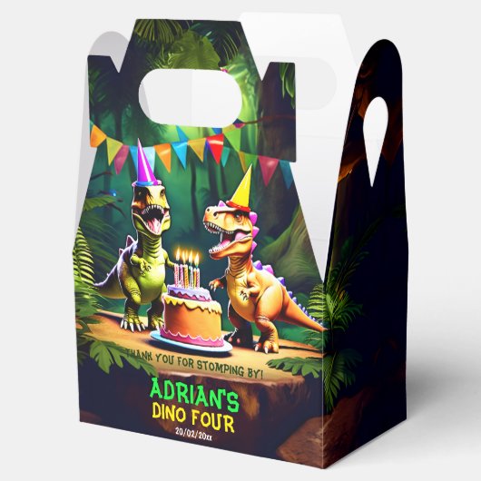 ディノ4つの恐竜の誕生日パーティーはテンプレートを好む フェイバーボックス (オープン)