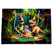 ディノ4型恐竜ハッピーバースデー ラージペーパーバッグ (正面)