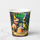 ディノ4恐竜の誕生日の食器テンプレート 紙コップ (裏面)