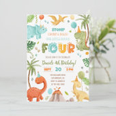 ディノ4歳4歳の誕生日パーティー4歳の誕生日TRex 招待状 (スタンド正面)
