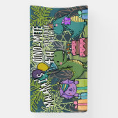 ディノ・ダニ・キッドの誕生日パーティー恐竜のバナー 横断幕 (縦)