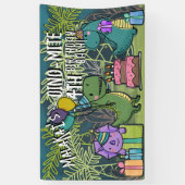 ディノ・ダニ・キッドの誕生日パーティー恐竜のバナー 横断幕 (縦)