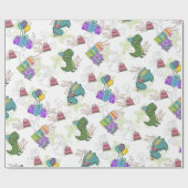 ディノ・ダニ・キッドの誕生日パーティー恐竜 ラッピングペーパー (フラット)