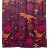 ディノ・ドードルがキッズ恐竜をシルエット化 シャワーカーテン (正面)