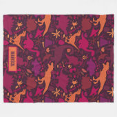 ディノ・ドードルがキッズ恐竜をシルエット化 フリースブランケット (正面(横))