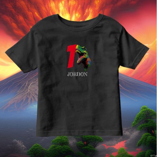 ディノ ハッピー１歳誕生日 トドラーTシャツ