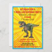 ディノTレックス恐竜おもしろい誕生日カラフルおもしろい 招待状 (正面)