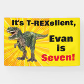 ディノTレックス恐竜第7誕生日黄色 横断幕 (横)