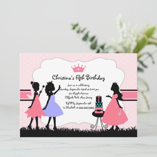 ディバかわいらし誕生日ガールパーティの招待状 招待状 (スタンド正面)
