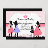 ディバかわいらし誕生日ガールパーティの招待状 招待状 (正面/裏面)