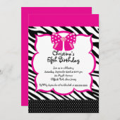 ディバかわいらし誕生日ガールパーティの招待状 招待状 (正面/裏面)