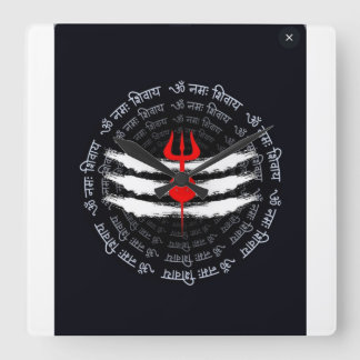 ディバイントリシュルウォールクロック – ヒンズースピリチュアルデコール スクエア壁時計