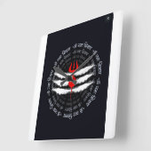 ディバイントリシュルウォールクロック – ヒンズースピリチュアルデコール スクエア壁時計 (傾斜)