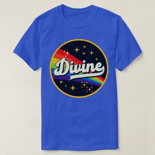 ディバインレインボーイン宇宙ヴィンテージスタイル Tシャツ (デザイン正面)