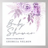 ディバイン紫ラベンダーフローラベビーシャワーシルバー 箔ポスター (正面)
