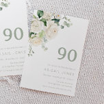 ディバイン・ホワイト・ローズ&セージ90thバースデーパーティー 招待状<br><div class="desc">Divine White Roses & Sage 90th Birthday Party Invitationニッチとネストストアのマッチングコレクションを参照</div>