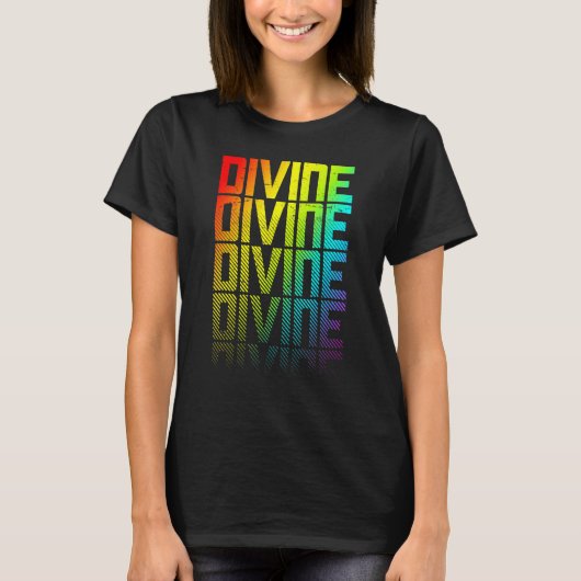 ディバインLgbtq+レインボーゲイプライド文字フェードグラフィック Tシャツ (正面)