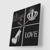 ディバクラウンハイヒールラブコラージュ スクエア壁時計 (傾斜)